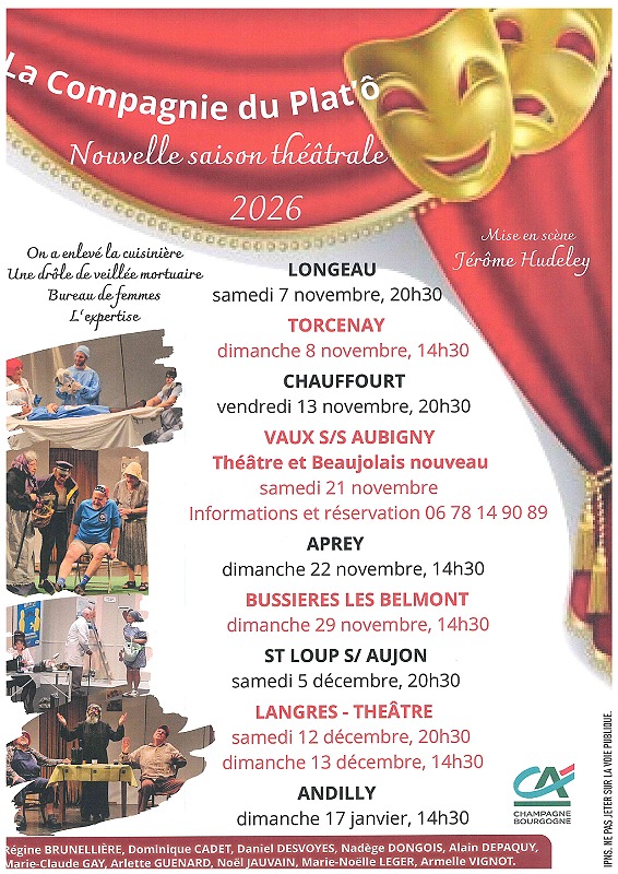 Nouvelle Saison Théâtrale de la Cie du Plat'ô