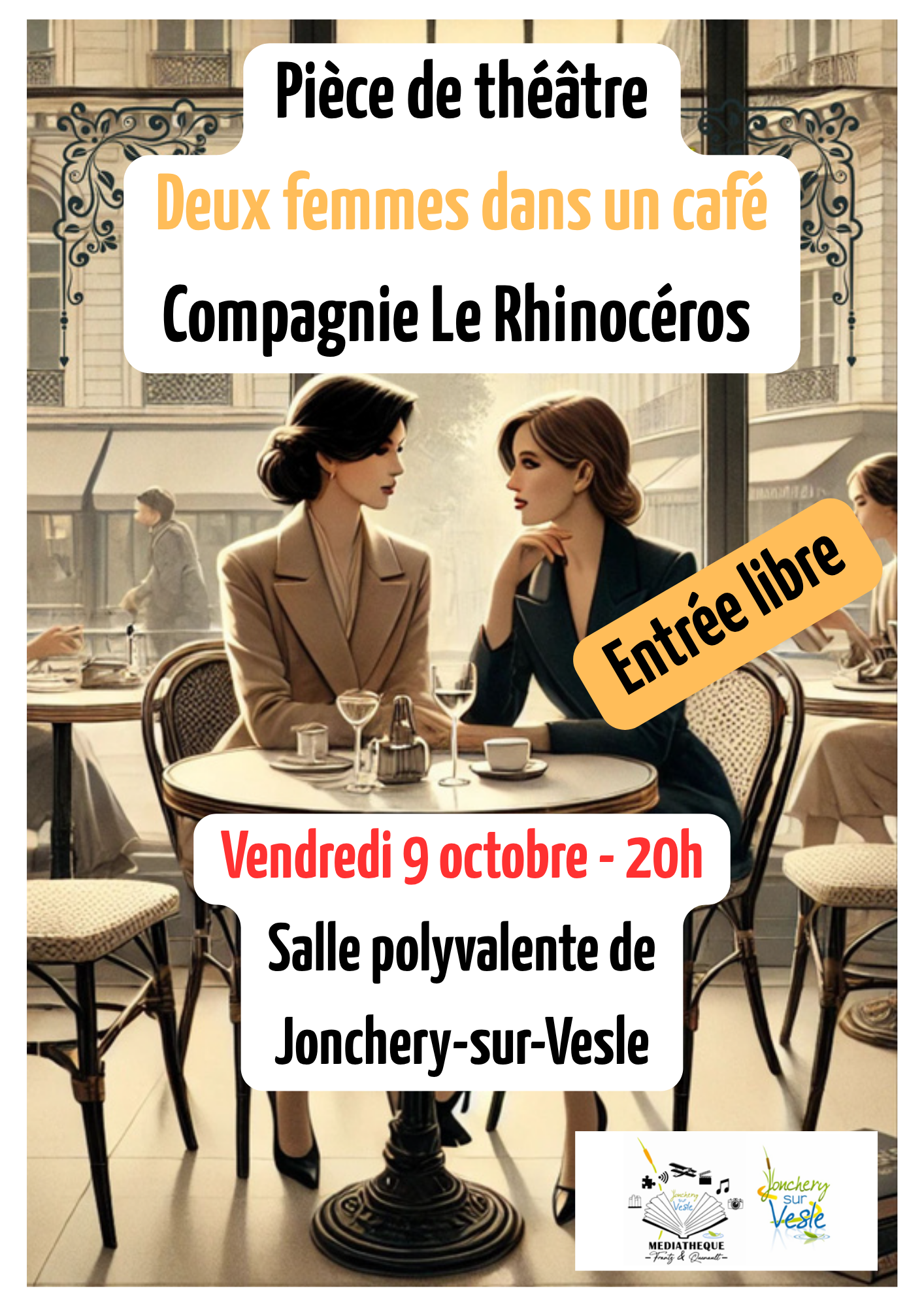 Affiche 2 femmes dans un café - DR