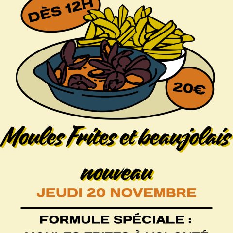 Affiche restaurant soirée Moules Frites illustratif - 1