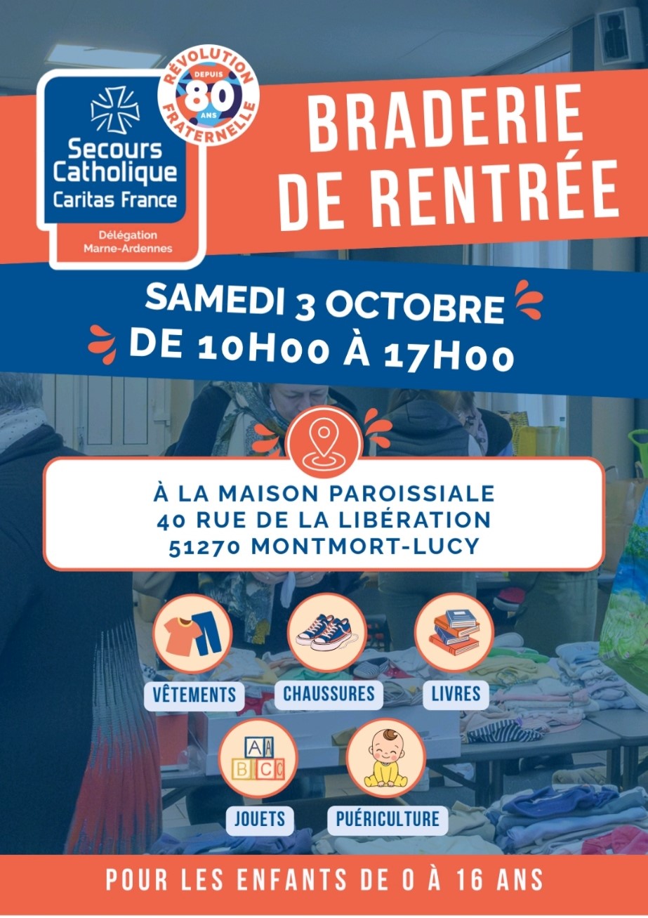 Braderie de rentrée - Montmort-Lucy - Secours catholoique
