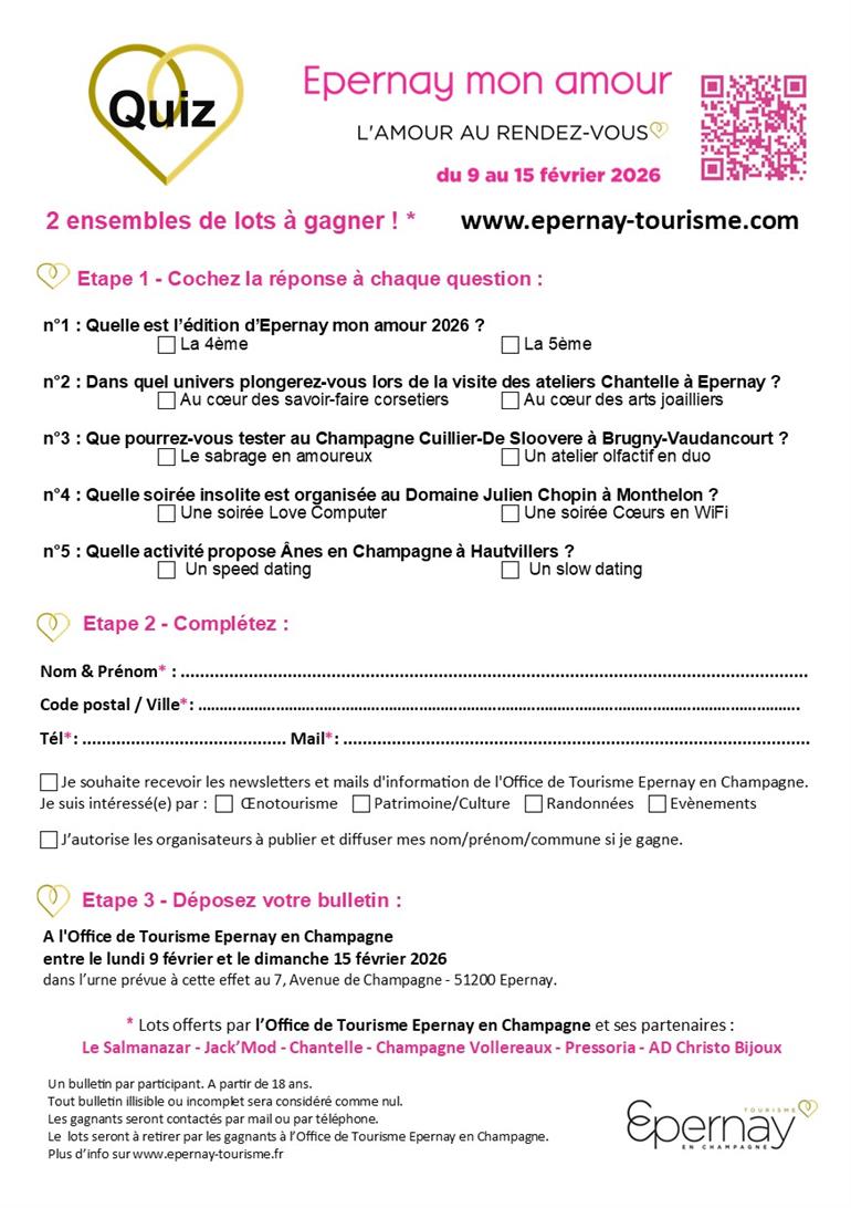 Bulletin de participation QUIZ Epernay mon amour 2026