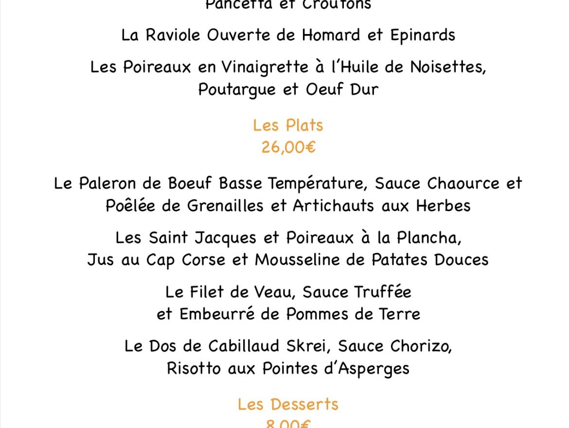 Nouveau Menu du Chef Fabien pour les 15 prochains jours !!!!