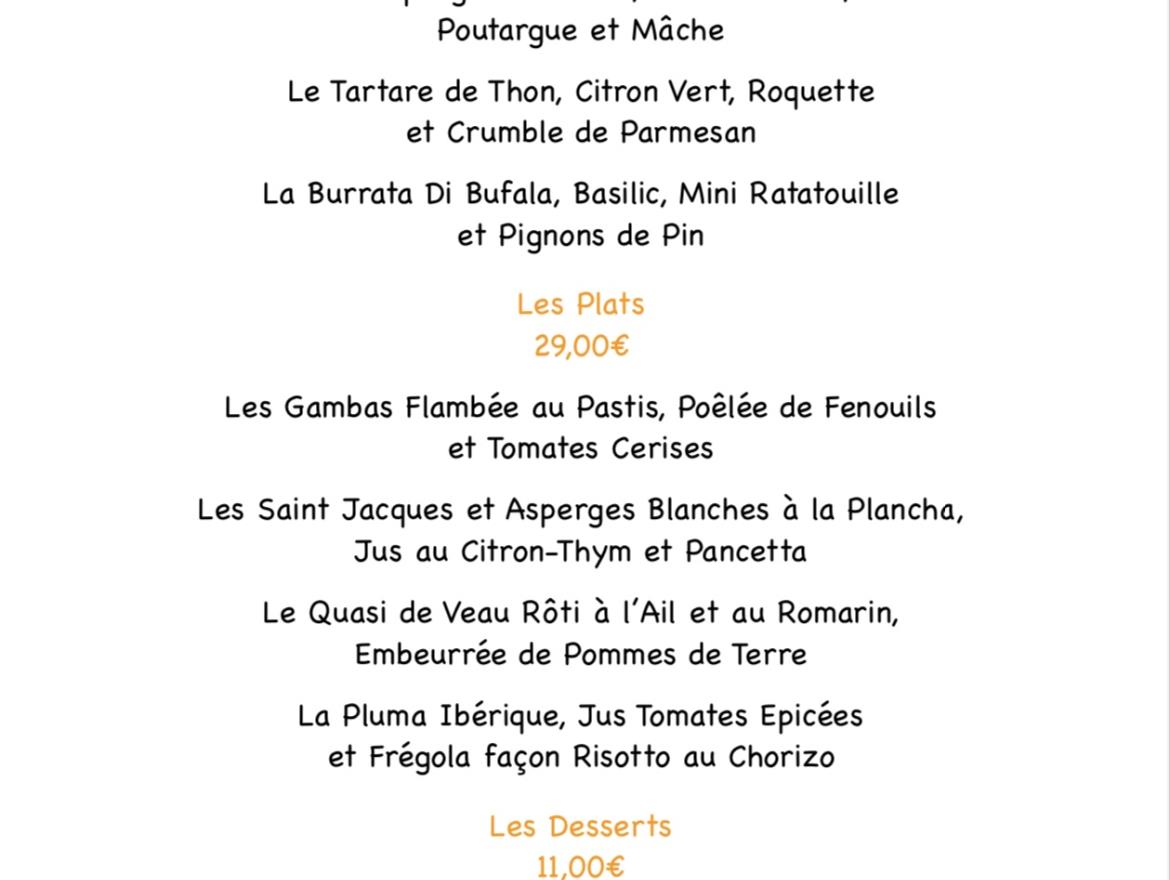 Nouvelle Carte du Chef Fabien pour les 15 Prochains Jours !!!!!