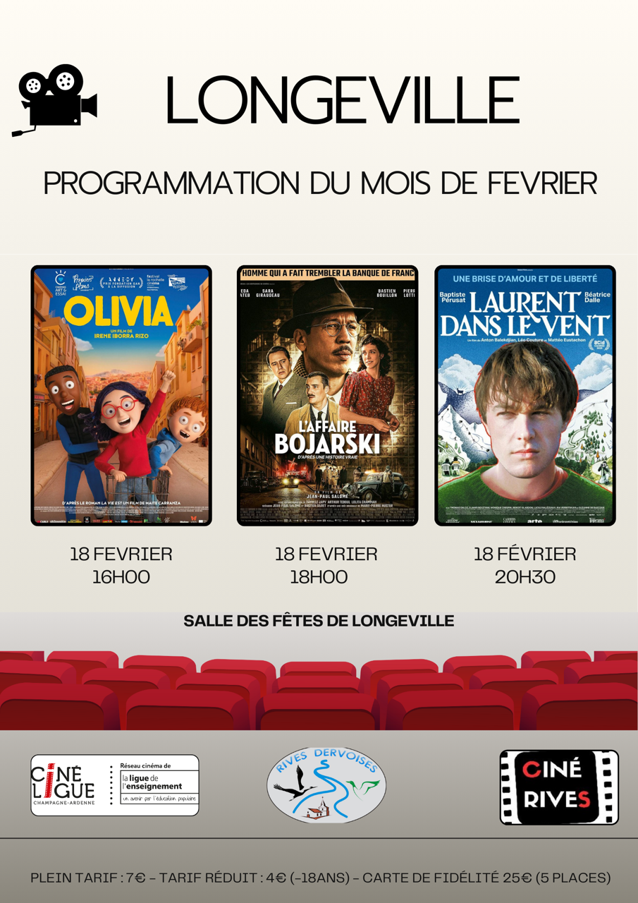 Cinéma itinérant : à l'affiche "Olivia" & "L"affaire Bojarski" & "Laurent dans le vent"