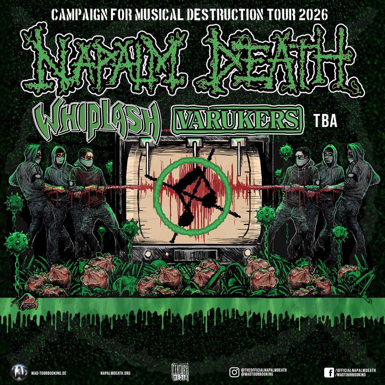 Métal : Napalm Death + Whiplash + The Varukers + Dopelord