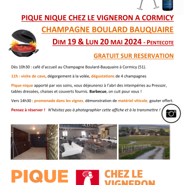 PIQUE-NIQUE DES VIGNERONS INDÉPENDANTS - Champagne Boulard... Du 19 au 20 mai 2024
