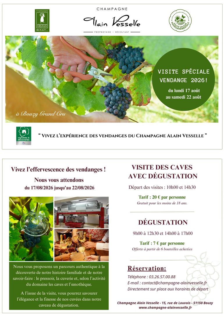 Vendanges 2026 Champagne Alain Vesselle Bouzy