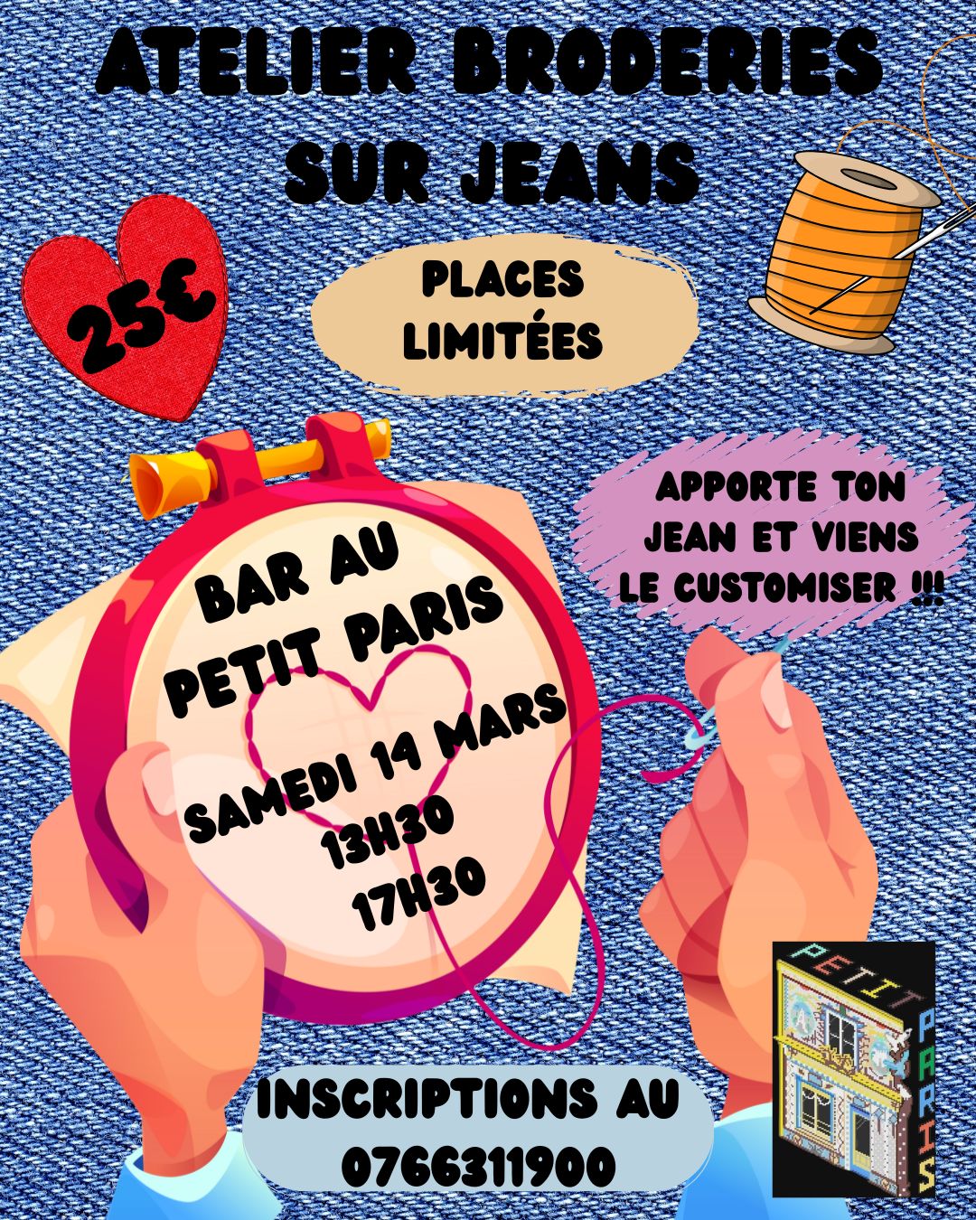 Atelier Broderies sur jean