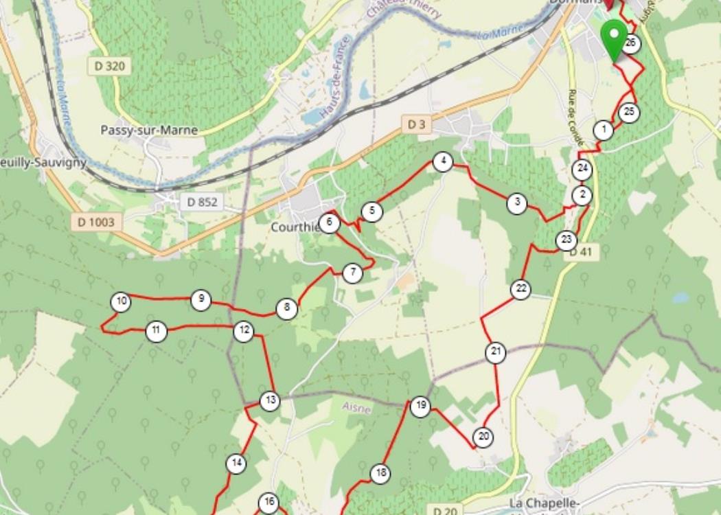 parcours trail des coqs 28,5km