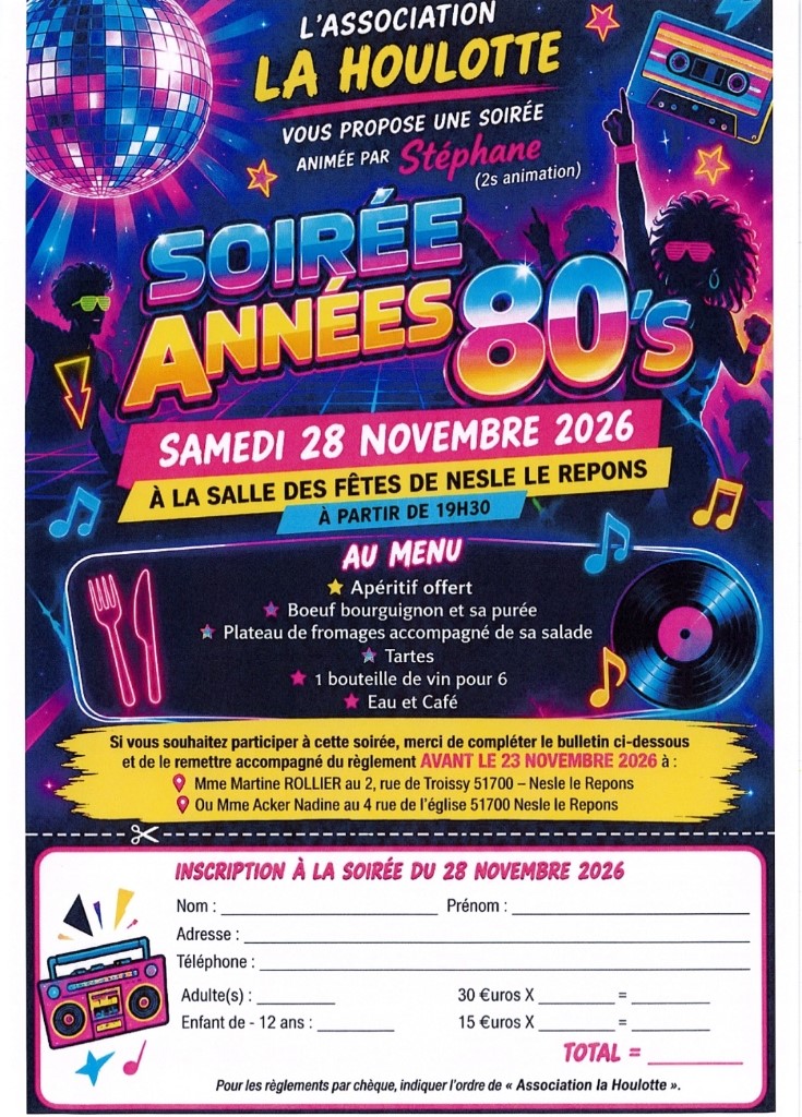 soirée années 80 - Nesle-le-Repons